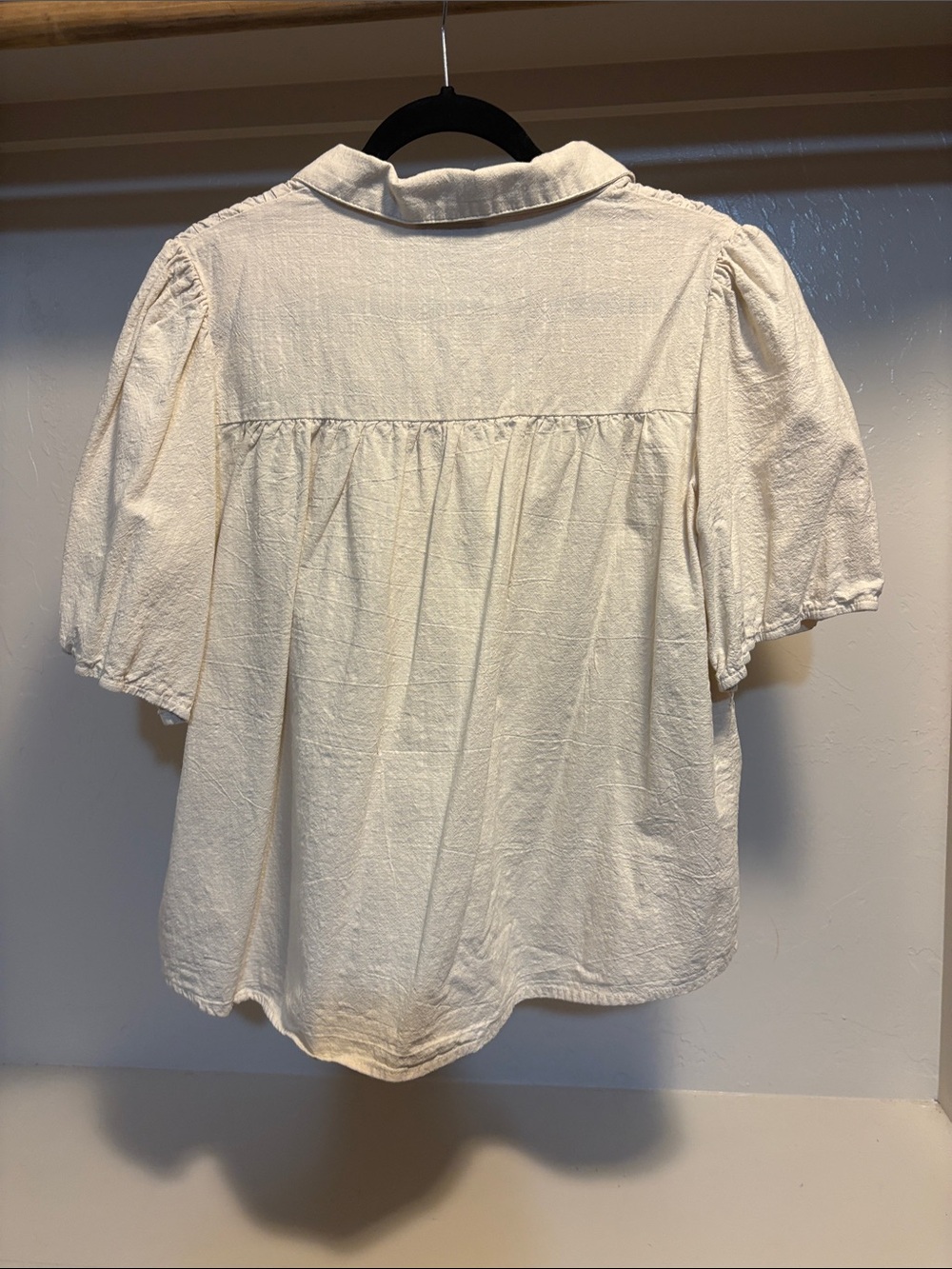 G.G.O White Smocked Yoke Button-Front Blouse - Picture 5 of 5